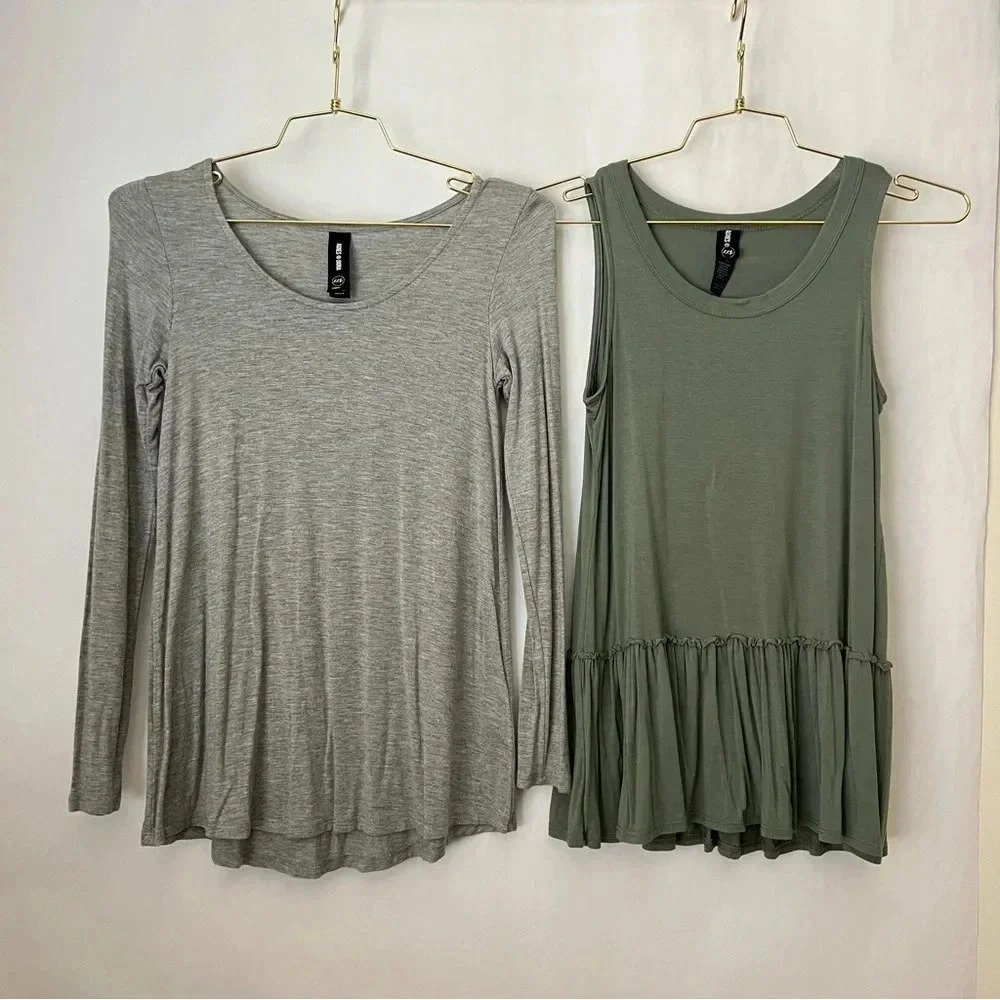 Agnes & Dora bundle of Two Tee Top Both Size XXS Modal Blend Gray And Green